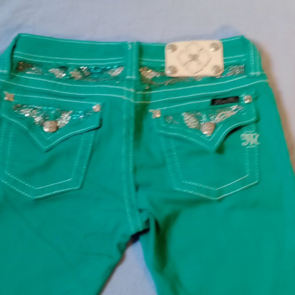 Miss Me Turquoise Denim Jeans 16 Youth